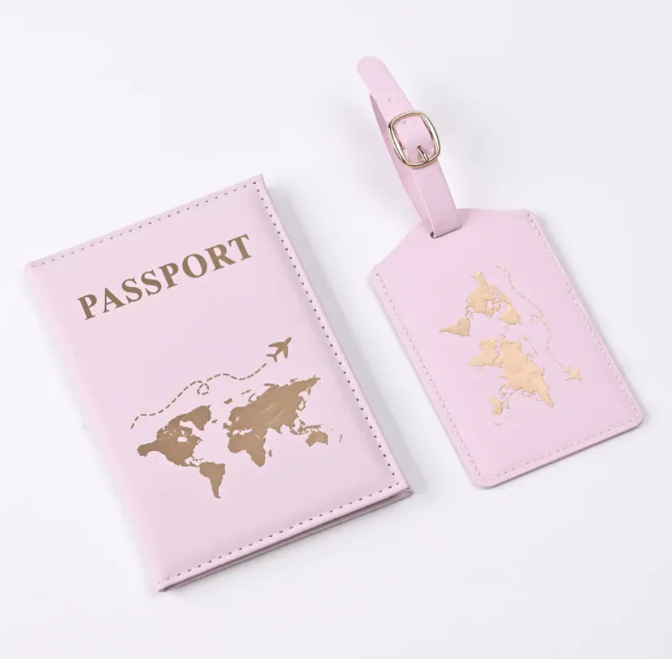 World Map Leather Passport Cover Passport Holder