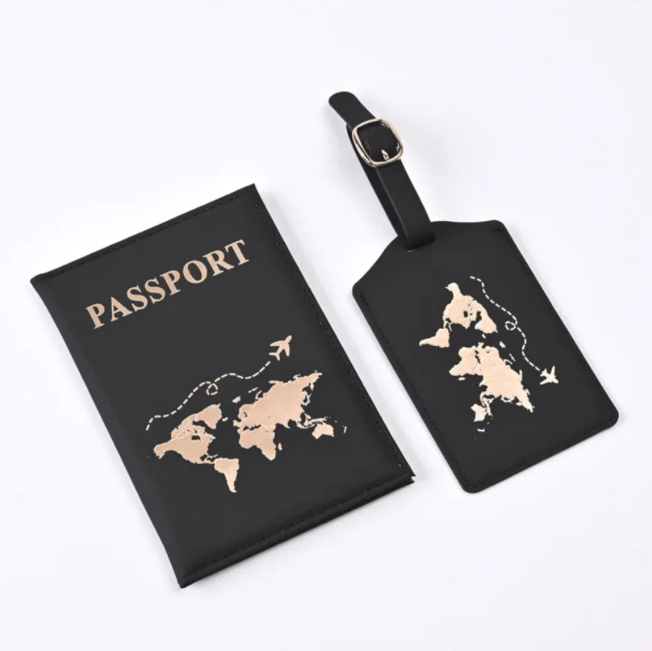 World Map Leather Passport Cover Passport Holder